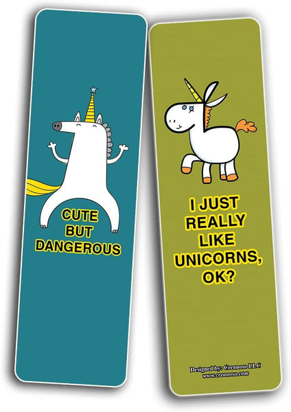 Creanoso Funny Cute Unicorn Bookmarks (5-Sets X 6 Cards) â€“ Daily Inspirational Card Set â€“ Interesting Book Page Clippers â€“ Great Gifts for Kids and Teens