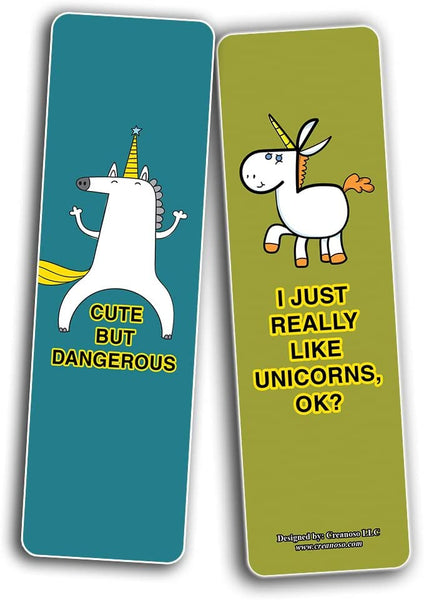 Creanoso Funny Cute Unicorn Bookmarks (10-Sets X 6 Cards)â€“ Daily Inspirational Card Set â€“ Interesting Book Page Clippers â€“ Great Gifts for Kids and Teens