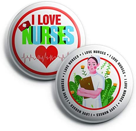 I love Nurses Pinback Buttons (10 Pack) - Large 2.25" Boys and Girls Cute Designs Button pins ASIN:B08THDVFQ1