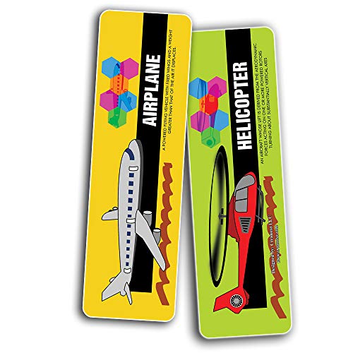 Transportation Vocabolary Bookmarks (30-Pack)-Stocking Stuffers Premium Quality Gift Ideas for Children, Teens, Adults - Corporate Giveaways & Party Favors