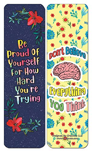 Creanoso Confidence Positive Motivational Bookmarks (30-Pack) - Assorted Designs for Children - Classroom Reward Incentives for Students - Stocking Stuffers Party Favors & Giveaways for Teens & Adults