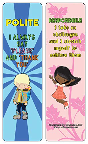 Creanoso Powerful Character Traits Bookmarks Series 2 (60-Pack) - Assorted Designs for Children - Classroom Reward Incentives for Students - Stocking Stuffers & Party Favors