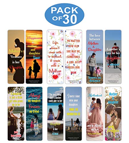 Creanoso Inspiring Mother and Daughter Saying Quotes Bookmark Cards (30-Pack) Ã¢â‚¬â€œ Reading Bookmarks Collection Set Ã¢â‚¬â€œ Stocking Stuffers Gift for Mother and Daughter