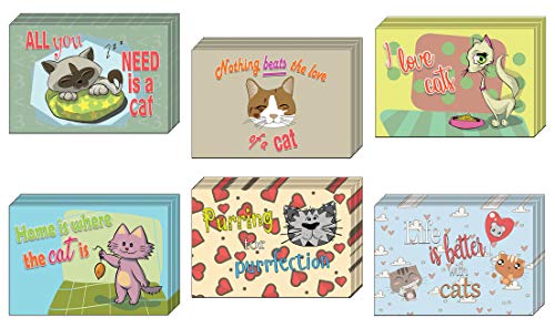 Creanoso Six Greeting Card Designs I Love Cats Postcards (60-Pack) â€“ Assorted Card Stock â€“ Premium Stocking Stuffers Gift Ideas for Cat Owners, Pet Lovers, Men & Women â€“ Greeting Card Bulk Set