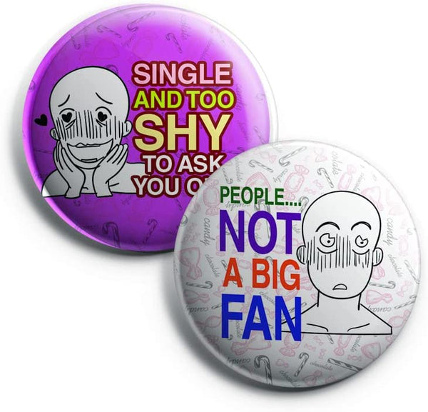 Creanoso Funny Shy Button Pins (1-Set X 10 Buttons) - Stocking Stuffers Premium Quality Gift Ideas for Children, Teens, & Adults - Corporate Giveaways & Party Favors