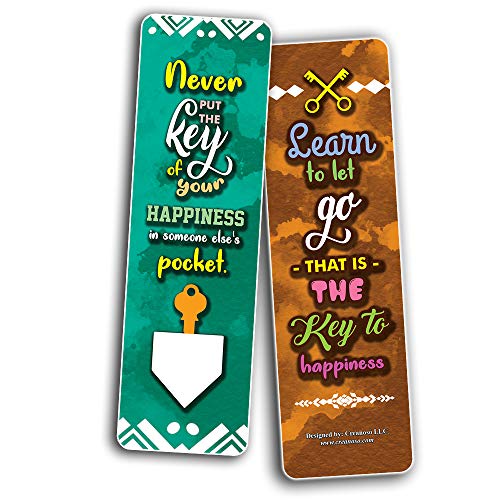 Creanoso The Key of Being Happy Bookmarks (30-Pack)Ã¢â‚¬â€œ Stocking Stuffers Gift for Boys & Girls, Teens Ã¢â‚¬â€œ Book Reading Rewards Gifts Incentive Ã¢â‚¬â€œ Great Giveaways for Children Ã¢â‚¬â€œ Page Clippers
