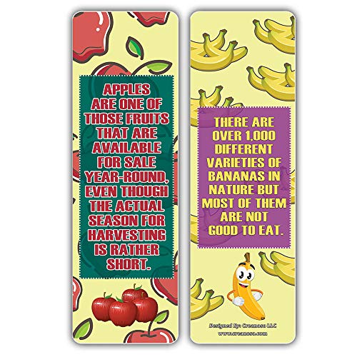 Creanoso Educational Learning About Fruits Facts Bookmarks (60-Pack) ÃƒÂ¢Ã¢â€šÂ¬Ã¢â‚¬Å“ Six Assorted Bulk Pack Book Page Clippers ÃƒÂ¢Ã¢â€šÂ¬Ã¢â‚¬Å“ Great Stocking Stuffers Gifts for Children ÃƒÂ¢Ã¢â€šÂ¬Ã¢â‚¬Å“ Great Teaching Tool for Classrooms