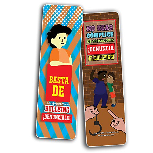 Creanoso Spanish Anti Bullying No Acoso Escolar Bookmarks (30-Pack) - Inspirational and Motivational Sayings Bookmarker Cards Ã¢â‚¬â€œ Assorted Pack Collection for Inspiring Book Reader and Lovers