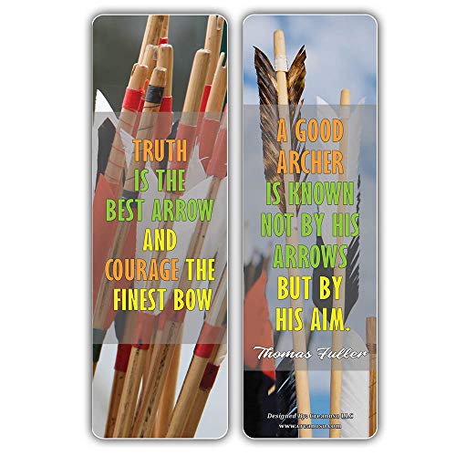 Creanoso Sports Hobby Bookmarks Ã¢â‚¬â€œ Archery Quote Sayings (30-Pack) Ã¢â‚¬â€œ Premium Gift Collection Set Ã¢â‚¬â€œ Awesome Bookmarks for Archers, Hobbyist, Adult Men Women Ã¢â‚¬â€œ Six Bulk Assorted Bookmarks Designs