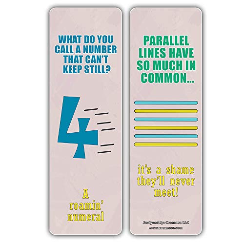 Creanoso Funny Jokes Puns Math Bookmarks (30-Pack) Ã¢â‚¬â€œ Stocking Stuffers Gift for Math Teachers, Students, Men & Women, Teens, Professionals Ã¢â‚¬â€œ Math Class Rewards Ã¢â‚¬â€œ Teaching Incentives Ã¢â‚¬â€œ Book Clip