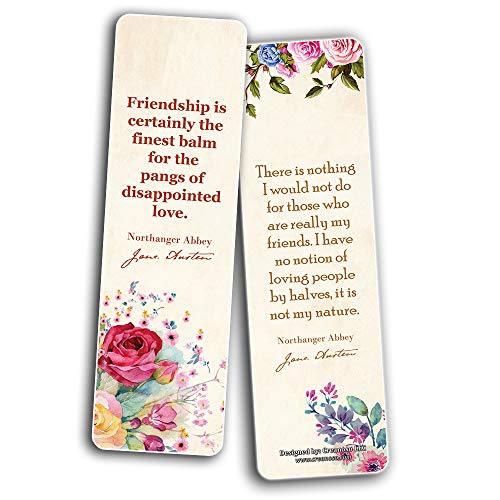 Reading Gifts for Women (30-Pack) - Bookmark Cards Jane Austen Mr Darcy Elizabeth Bennet Bookclub Reader Stocking Stuffers - Floral Flowers Romantic Party Favors
