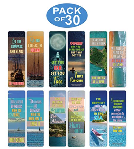 Creanoso Travelers Sayings Bookmarks Ã¢â‚¬â€œ Travel by Sea (30-Pack) Ã¢â‚¬â€œ Cool Sea Adventures Giveaways for Travelers, Adventurers, Explorers, Adult Men & Women Ã¢â‚¬â€œ Employee Incentive Rewards Ã¢â‚¬â€œ Page Clip