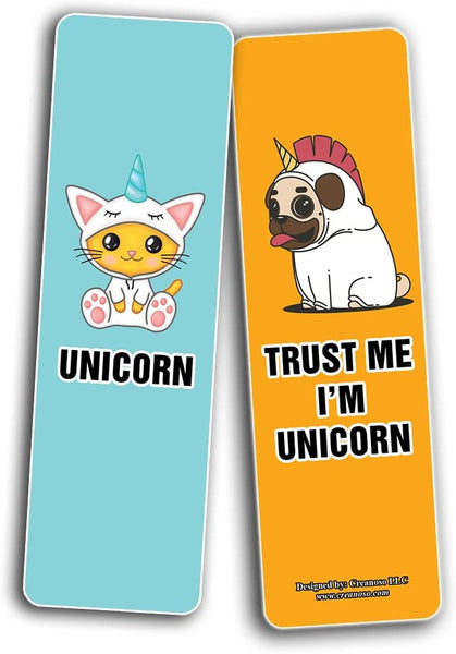 Creanoso Funny Cute Unicorn Bookmarks (10-Sets X 6 Cards)â€“ Daily Inspirational Card Set â€“ Interesting Book Page Clippers â€“ Great Gifts for Kids and Teens