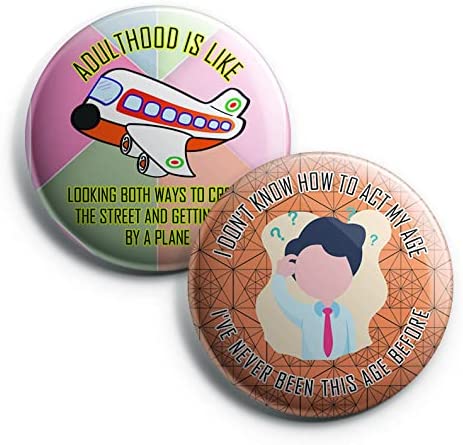 Creanoso Funny Adulthood Button Pins (1-Set X 10 Buttons) - Stocking Stuffers Premium Quality Gift Ideas for Children, Teens, & Adults - Corporate Giveaways & Party Favors