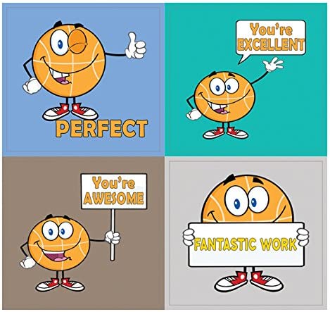 Creanoso Motivational Series Sayings Stickers (Basketball Sport) - 20 Sheets â€“ Positive Encouraging Words Sticky Decal for Boys, Girls, Kids, Teens, Friends â€“ Essential Assorted Collection Set