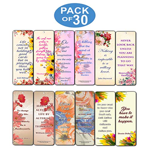 Creanoso Floral Inspirational Motivational Quote Bookmarks (30-Pack) Ã¢â‚¬â€œ Powerful Lady Sayings About Character Ã¢â‚¬â€œ Stocking Stuffers Gift for Women, Ladies, Girls, Wife