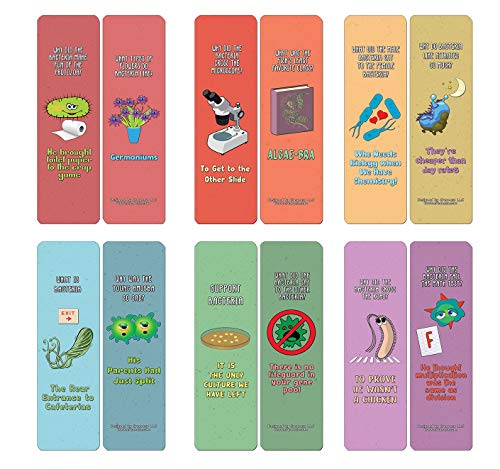 Creanoso Funny Cute Bacteria Bookmarks (60-Pack) - Premium Quality Gift Ideas for Children, Teens, & Adults for All Occasions - Stocking Stuffers Party Favor & Giveaways