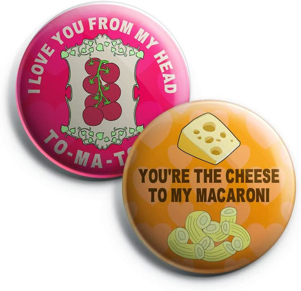 Creanoso Funny I love you couple puns for him and her Button Pins (1-Set X 10 Buttons) - Stocking Stuffers Premium Quality Gift Ideas for Children, Teens, & Adults - Corporate Giveaways & Party Favors
