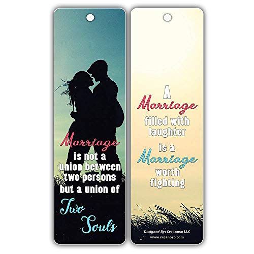 Creanoso Married Life Happy Sayings Bookmarkers for Couples (60-Pack) ÃƒÂ¢Ã¢â€šÂ¬Ã¢â‚¬Å“ Six Assorted Quality Bookmark Cards Bulk Set ÃƒÂ¢Ã¢â€šÂ¬Ã¢â‚¬Å“ Premium Gift for Spouse, Married Couple, Husband, Wife, Men, Women