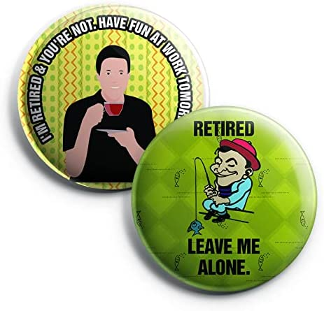 Creanoso Funny Retired Pinback Buttons (1-Set X 10 Buttons) - Stocking Stuffers Premium Quality Gift Ideas for Children, Teens, & Adults - Corporate Giveaways & Party Favors