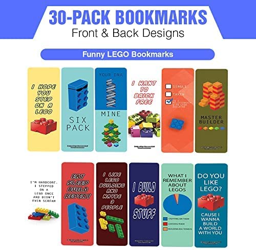 Creanoso Funny LEGO Bookmarks (5-Sets X 6 Cards)â€“ Daily Inspirational Card Set â€“ Interesting Book Page Clippers â€“ Great Gifts for Kids and Teens