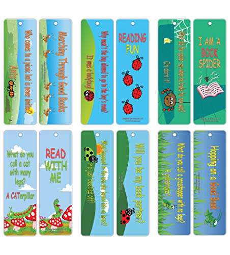Creanoso Bug Jokes Funny Bookmarks (30-Pack) Ã¢â‚¬â€œ Stocking Stuffers Gifts for Boys Girls, Teens Ã¢â‚¬â€œ Epic Collection Page Clippers - Premium Quality Card Stock Ã¢â‚¬â€œ DIY Kit Ã¢â‚¬â€œ Teacher Gifts Ã¢â‚¬â€œ Party Favors