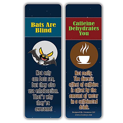 creanoso educational myth and facts learning bookmarks series 2 60pack six assorted quality bookmarker cards set premium gift token giveaways for boys girls adults classroom rewards
