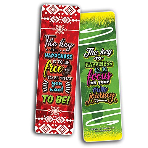Creanoso The Key of Being Happy Bookmarks (30-Pack)Ã¢â‚¬â€œ Stocking Stuffers Gift for Boys & Girls, Teens Ã¢â‚¬â€œ Book Reading Rewards Gifts Incentive Ã¢â‚¬â€œ Great Giveaways for Children Ã¢â‚¬â€œ Page Clippers