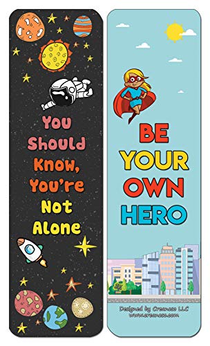 Creanoso Confidence Positive Motivational Bookmarks (30-Pack) - Assorted Designs for Children - Classroom Reward Incentives for Students - Stocking Stuffers Party Favors & Giveaways for Teens & Adults