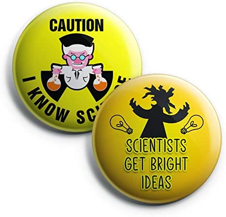Mad Scientist Pinback Buttons (6-Pack) ÃƒÂ¢Ã¢â€šÂ¬Ã¢â‚¬Å“ Unique Button Pins for Men Women Teens Employees Professionals ÃƒÂ¢Ã¢â€šÂ¬Ã¢â‚¬Å“ Cool Fashion Accessories