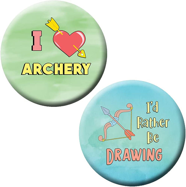 Creanoso Archery Pin buttons (1 X 10 Designs) - Stocking Stuffers Premium Quality Gift Ideas for Children, Teens, & Adults - Corporate Giveaways & Party Favors