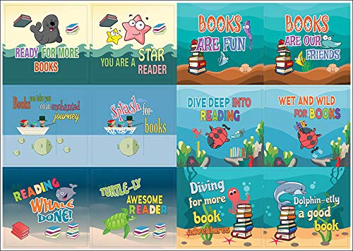 Creanoso Cute Sayings Sea Creatures Stickers (10-Sheet) â€“ Total 120 pcs (10 X 12pcs) Individual Small Size 2.1 x 2. Inches , Waterproof, Unique Personalized Themes Designs, Any Flat Surface DIY Decoration Art Decal for Boys & Girls, Children, Teens