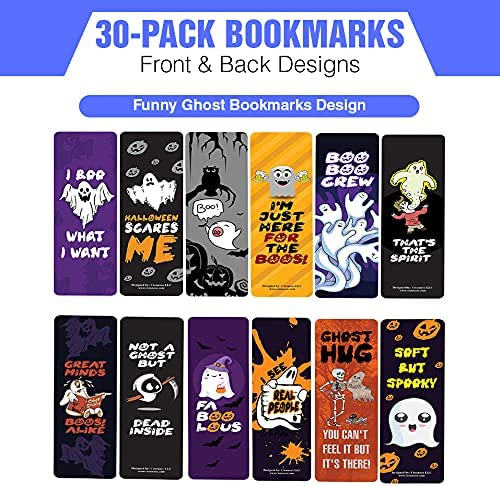 Creanoso Funny Ghost Bookmarks (30-Pack) - Awesome Party Favors & Corporate Giveaways for Friends and Family