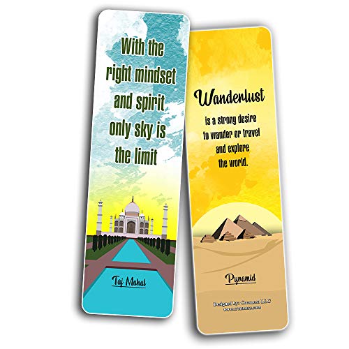 Creanoso Popular Travel Places Bookmarks (30-Pack) - Premium Gift Set - Awesome Bookmarks for Bookworm and Travelers- Six Bulk Assorted Bookmarks Designs - Traveler Gift