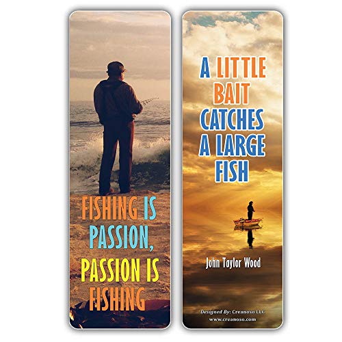 Creanoso Inspiring Sayings Fishing Hobby Bookmarks (60-Pack) ÃƒÂ¢Ã¢â€šÂ¬Ã¢â‚¬Å“ Giveaways Cards Bulk Set ÃƒÂ¢Ã¢â€šÂ¬Ã¢â‚¬Å“ Premium Gift for Fishermen, Men & Women ÃƒÂ¢Ã¢â€šÂ¬Ã¢â‚¬Å“ Sport Hobbyist Giveaway Ideas ÃƒÂ¢Ã¢â€šÂ¬Ã¢â‚¬Å“ Book Reading Incentives