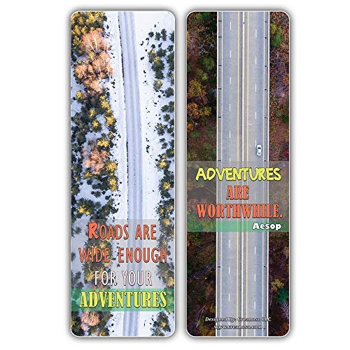 Creanoso Travel Land Sayings Road Trip Bookmarks (30-Pack) Ã¢â‚¬â€œ Great Travel Giveaways for Travelers, Adventurers, Explorers - Stocking Stuffers Gift for Men, Women, Adult, Teens Ã¢â‚¬â€œ Road Trip Adventures