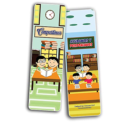 Creanoso Spanish Positive Classroom Expectation Bookmarks Cards (30-Pack) - Premium Quality Gift Ideas for Children, Teens, Adults for All Occasions - Stocking Stuffers Party Favor & Giveaways