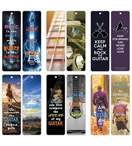 Creanoso Inspiring Inspirational Quotes Guitar Bookmarkers for Guitar Players (30-Pack) Ã¢â‚¬â€œ Motivational Guitar Sayings Ã¢â‚¬â€œ Stocking Stuffers Gift for Musicians, Bass Players, Guitar Lovers