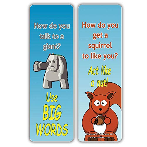 Creanoso Funny Jokes Series 6 Bookmarks Cards (30-Pack) Ã¢â‚¬â€œ Awesome Bookmarks for Boys, Girls, Children, Teens Ã¢â‚¬â€œ Six Assorted Bookmarks Designs Ã¢â‚¬â€œ Book Reading Rewards Ã¢â‚¬â€œ Book Page Clipper