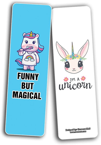 Creanoso Funny Cute Unicorn Bookmarks (10-Sets X 6 Cards)â€“ Daily Inspirational Card Set â€“ Interesting Book Page Clippers â€“ Great Gifts for Kids and Teens