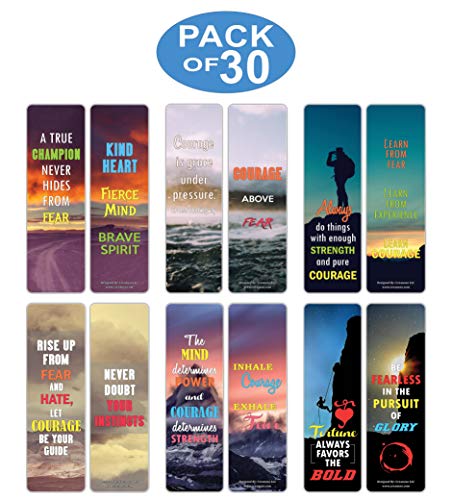 Creanoso Courage Quotes Inspirational Sayings Bookmark Cards (30-Pack) Ã¢â‚¬â€œ Reading Bookmarks Collection Set Ã¢â‚¬â€œ Stocking Stuffers for Men & Women, Teens, Adults