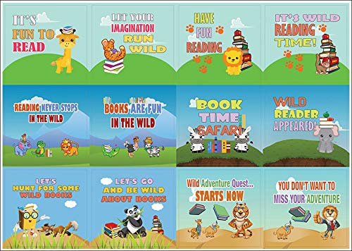 Creanoso Cute Sayings Wild Animals Stickers (10-Sheet) â€“ Total 120 pcs (10 X 12pcs) Individual Small Size 2.1 x 2. Inches , Waterproof, Unique Personalized Themes Designs, Any Flat Surface DIY Decoration Art Decal for Boys & Girls, Children, Teens