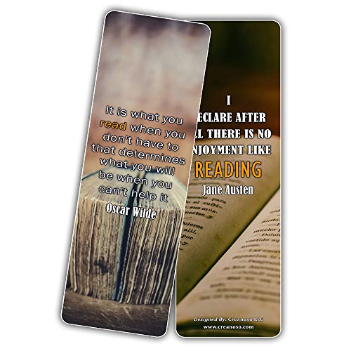 Creanoso Famous Literary Quotations Book Quotes Bookmarker Cards (60-Pack) ÃƒÂ¢Ã¢â€šÂ¬Ã¢â‚¬Å“ Reading Encouragement Quotes Sayings for Readers ÃƒÂ¢Ã¢â€šÂ¬Ã¢â‚¬Å“ Reading Encouragement Page Clipper Cards for Men, Women, Adult, Teens