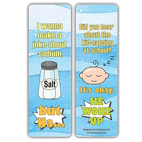 Creanoso Funny One Liners Jokes School Bookmarks Series 1 (30-Pack) Ã¢â‚¬â€œ Unique Stocking Stuffers Gifts for Men, Women, Unisex Adults Ã¢â‚¬â€œ Cool Book Page Clippers Collection Set Ã¢â‚¬â€œ Awesome Giveaways