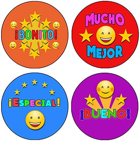 Creanoso Spanish Smiley Reward Stickers (20-Sheet) - Unique Sticky Note Cards Ã¢â‚¬â€œ Premium Gifts for Boys and Girls Ã¢â‚¬â€œ Incentive Reward Ideas Ã¢â‚¬â€œ Team Leadership Rewards Ã¢â‚¬â€œ Wall Decor