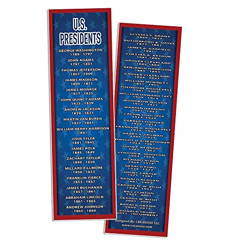 American Patriotic Bookmarks Cards (12-Pack) - States and Capitals - US Presidents Updated - Proud to be an American - Pledge of Allegiance - Constitution Amendments - Page Markers 4th of July Gifts