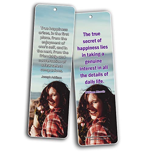 Creanoso True Happiness Bookmarks (30-Pack) Ã¢â‚¬â€œ Stocking Stuffers Gift for Men & Women, Teens - Rewards Gifts Ã¢â‚¬â€œ Awesome Bookmark Collection Ã¢â‚¬â€œ Bulk Set Pack Ã¢â‚¬â€œ Inspiring Quote Sayings for Friends