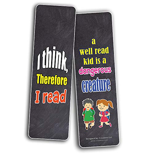 Creanoso Hard Core Reader Bookmarks for Kids (30-Pack) Ã¢â‚¬â€œ Six Assorted Quality Bookmarks Bulk Set Ã¢â‚¬â€œ Awesome Bookmarks Giveaways Ã¢â‚¬â€œ Stocking Stuffers Gift Ideas Ã¢â‚¬â€œ Page Clips Ã¢â‚¬â€œ Rewards Incentives