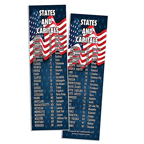 American Patriotic Bookmarks Cards (12-Pack) - States and Capitals - US Presidents Updated - Proud to be an American - Pledge of Allegiance - Constitution Amendments - Page Markers 4th of July Gifts