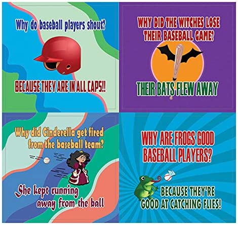 Creanoso Funny Sports Jokes Stickers â€“ Playing Baseball (20-Sheets) â€“ Learning Stickers â€“ Unique Stocking Stuffers Gifts for Baseball Players, Men, Teens, Athletes â€“ Surface DÃ©cor Decal Giveaways